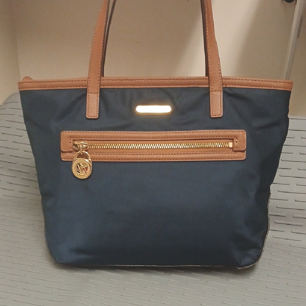 Michael Kors Blue and Tan Classic Tote